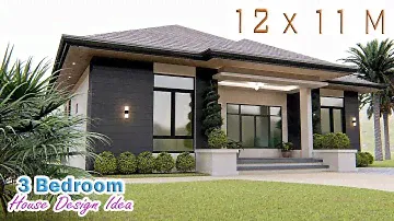 HOUSE DESIGN IDEA | 12 X 11 meters | 3 bedroom Pinoy Dream House