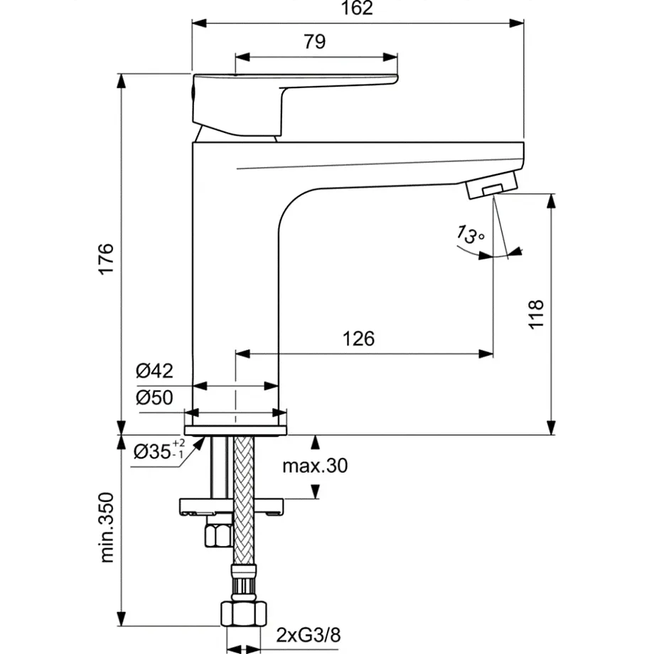 Смеситель для раковины Ideal Standard Cerafine О без донного клапана BC554AA-2